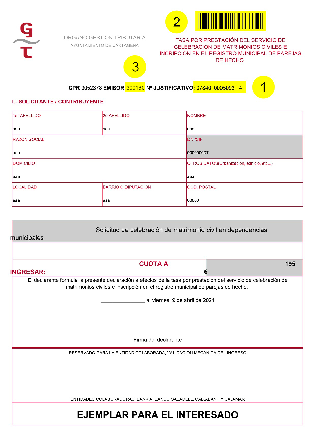 Ejemplo de autoliquidaci�n